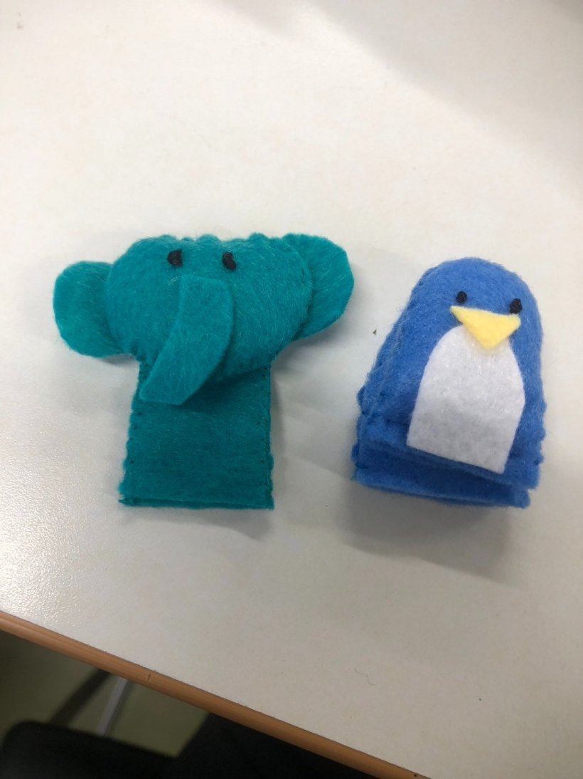 ゾウとペンギンの指人形